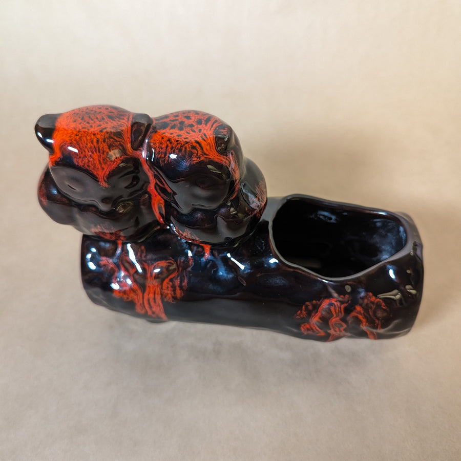 Vintage Canuck Pottery Drip Glaze Owl Planter