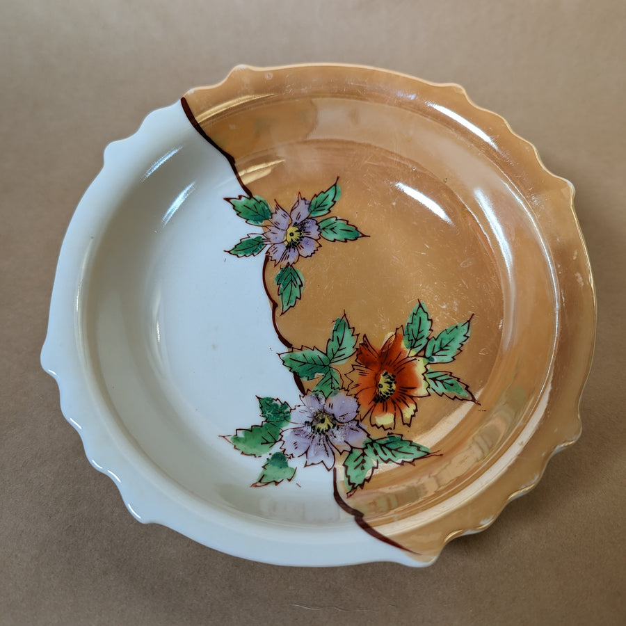 Vintage Japanese Lustreware Small Scalloped Dish