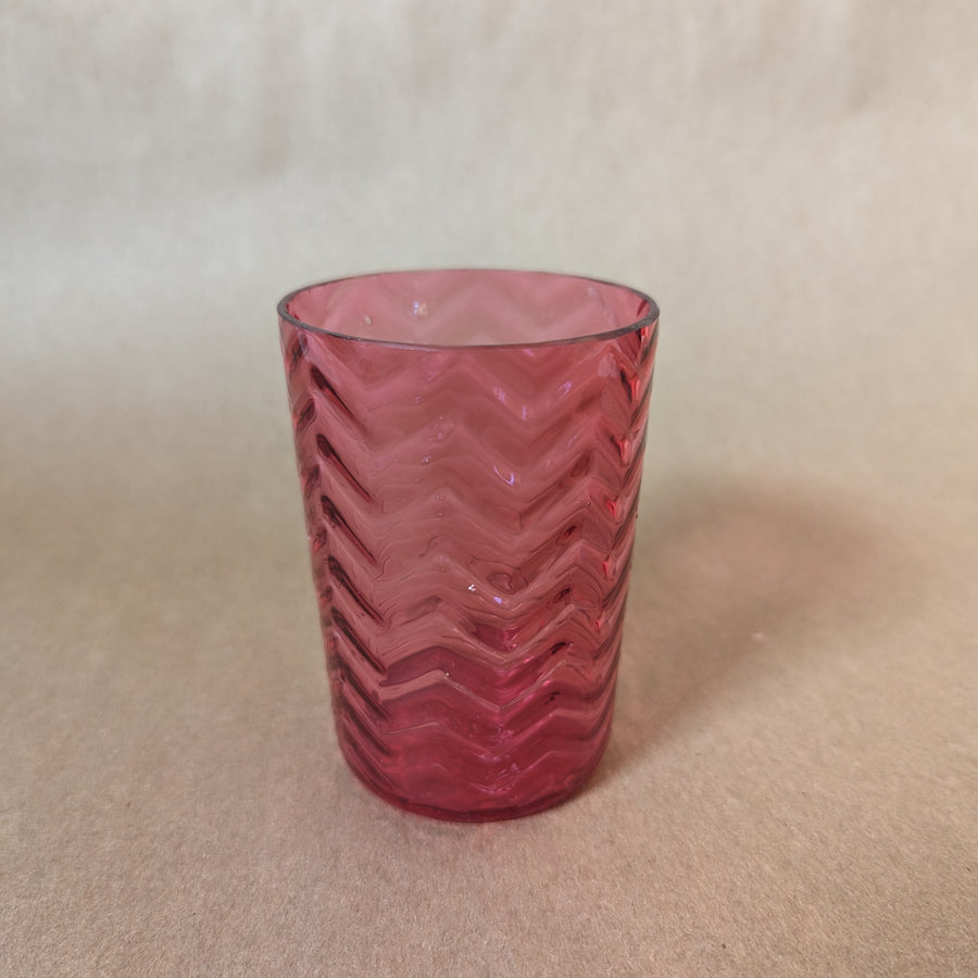 Vintage Pink Wavy Art Glass Drinking Glass