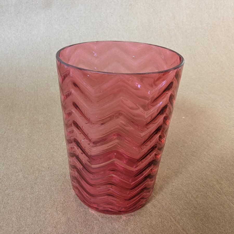 Vintage Pink Wavy Art Glass Drinking Glass