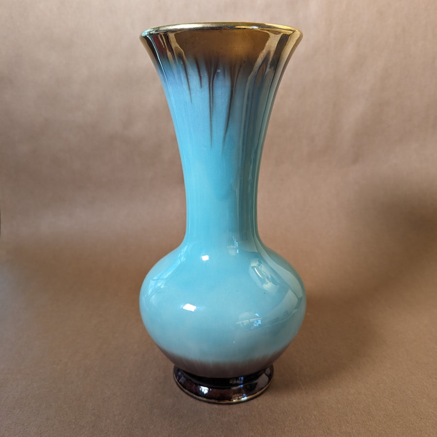 Vintage Atomic Blue & Gold Mid Century West German Vase