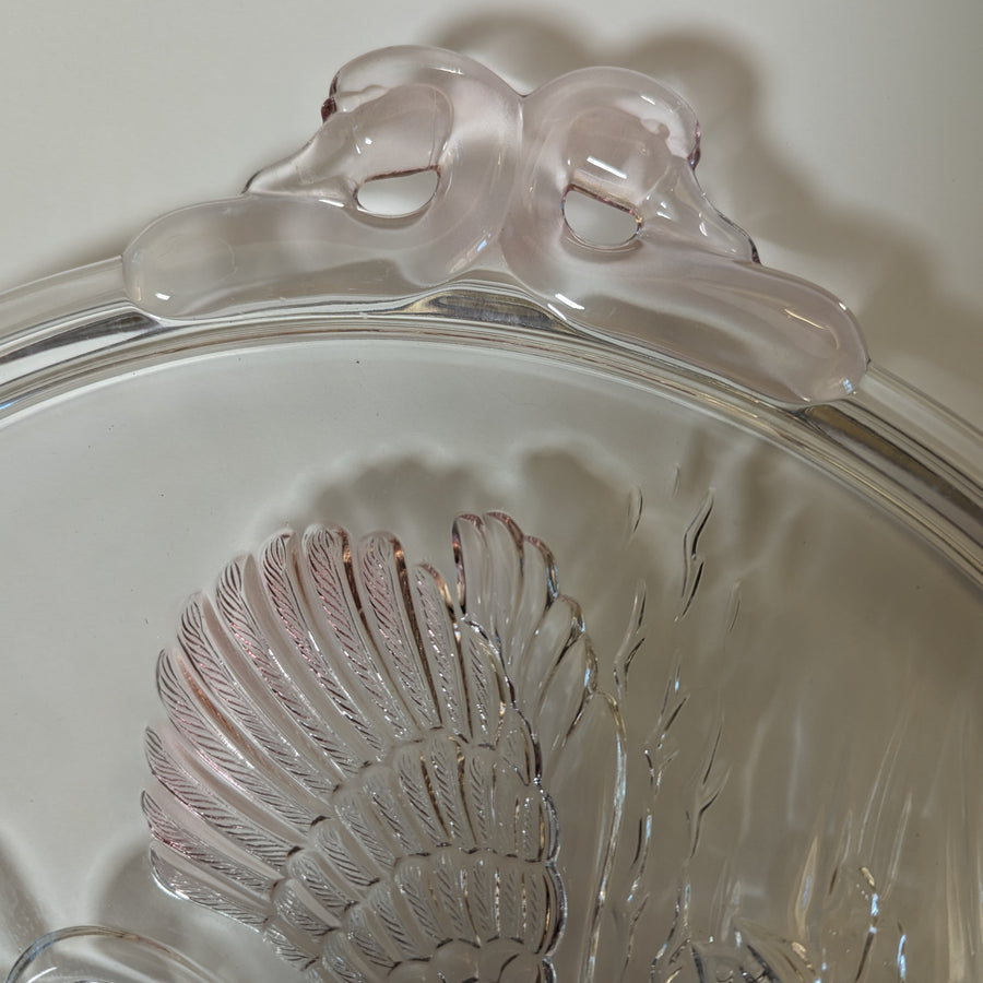 Vintage Pink Glass Mikasa Swan Platter