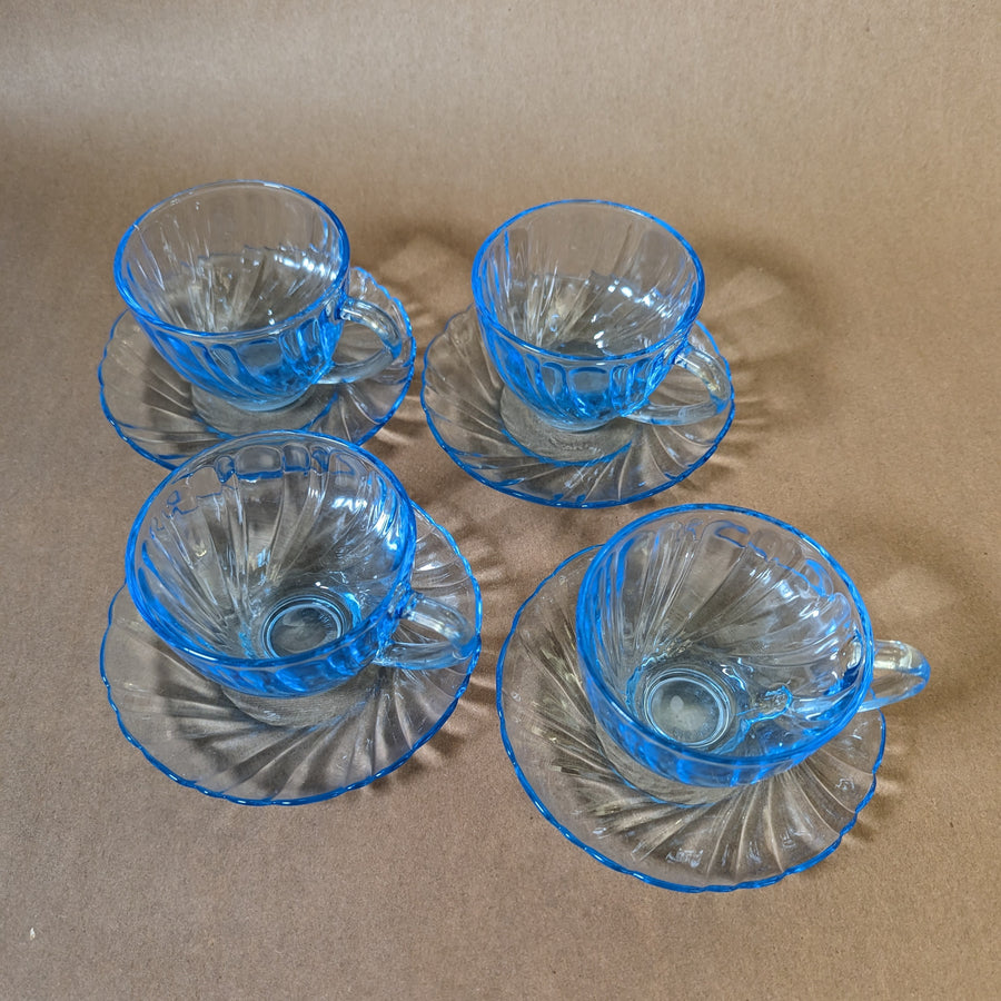 Vintage Icy Blue KIG Indonesia Tea Cup Set