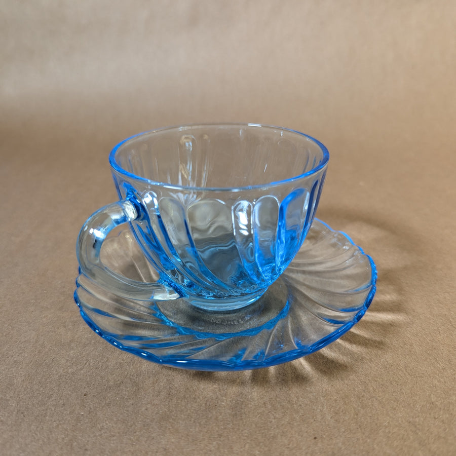 Vintage Icy Blue KIG Indonesia Tea Cup Set