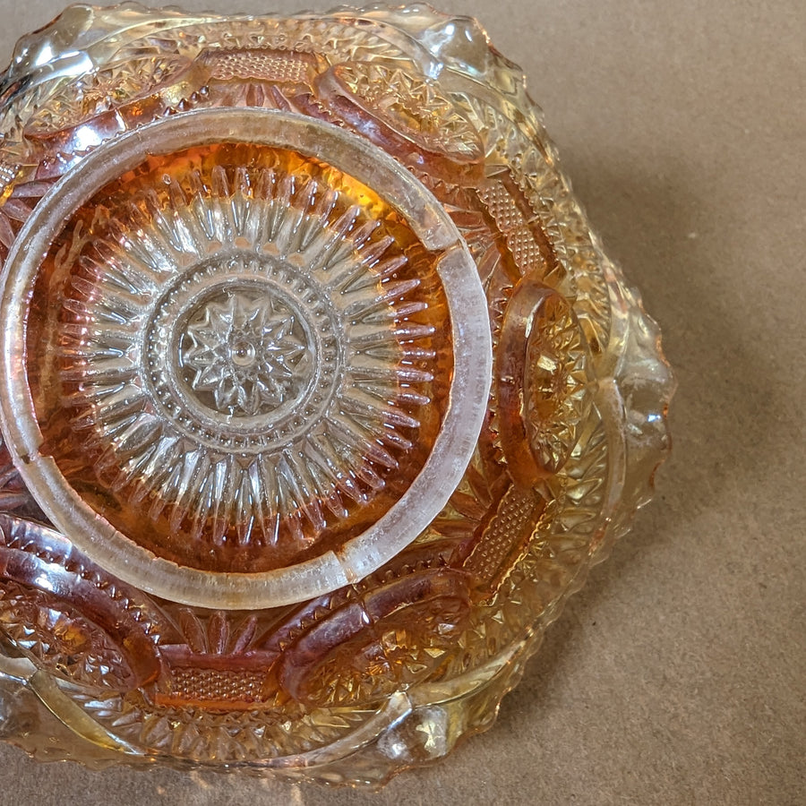 Vintage Fenton Marigold Carnival Depression Glass Candy Bowl / Trinket Dish