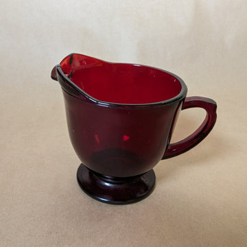 Vintage Anchor Hocking Ruby Red Mid Century Modern Glass Creamer