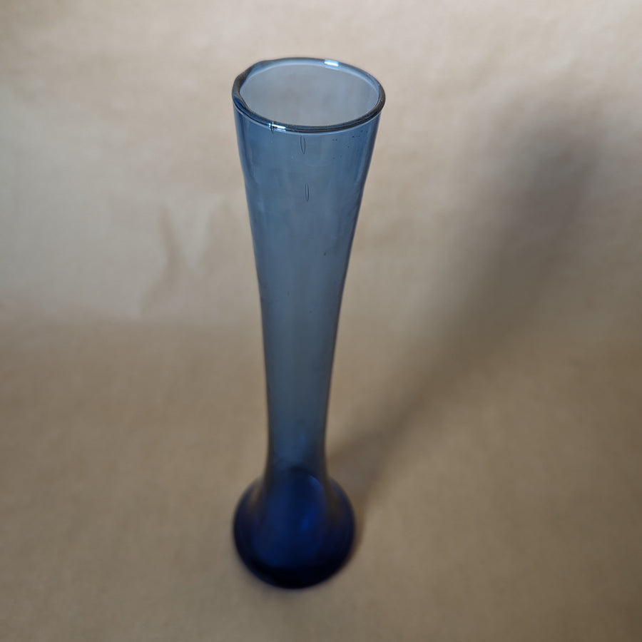 Vintage Blue gradient blue glass bud vase