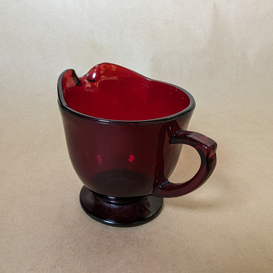 Vintage Anchor Hocking Ruby Red Mid Century Modern Glass Creamer