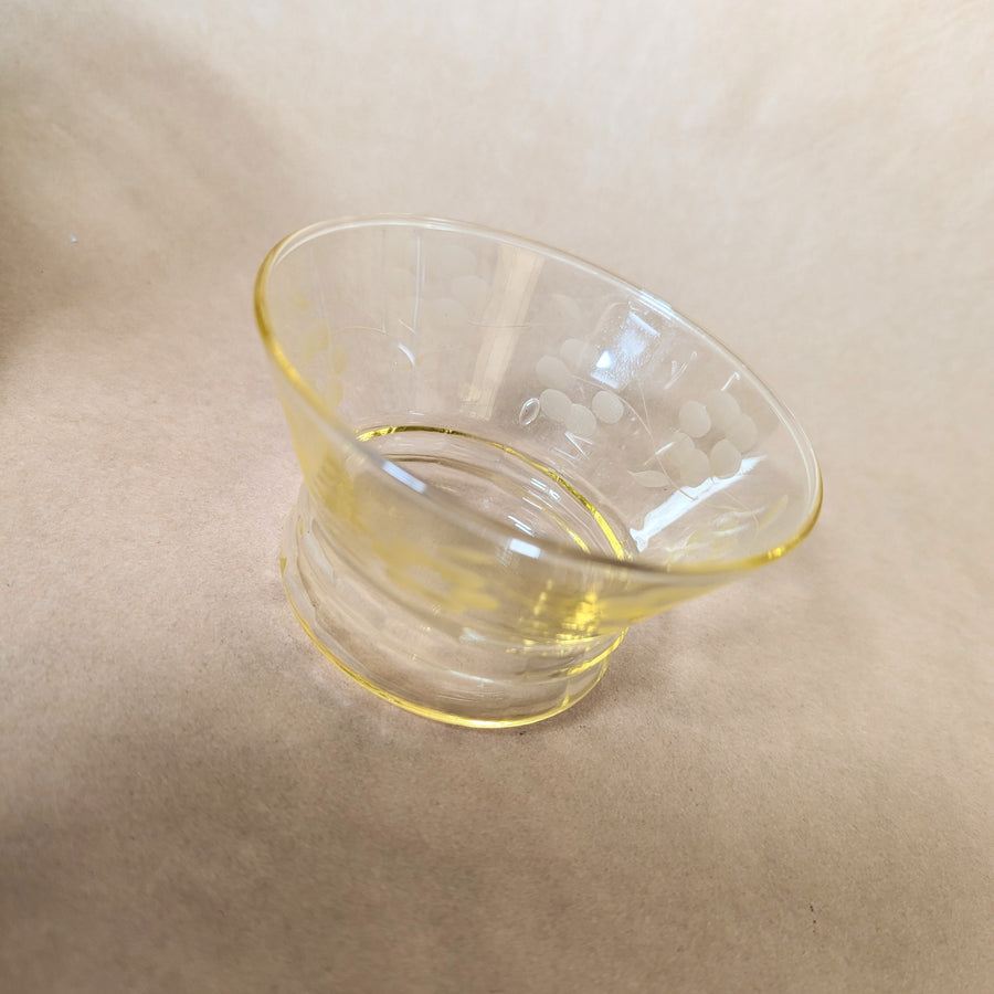 Vintage Lancaster Glass Company Yellow Daisy Depression Glass Sorbet Cups and Saucers