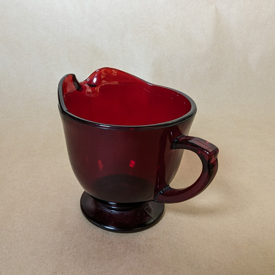 Vintage Anchor Hocking Ruby Red Mid Century Modern Glass Creamer