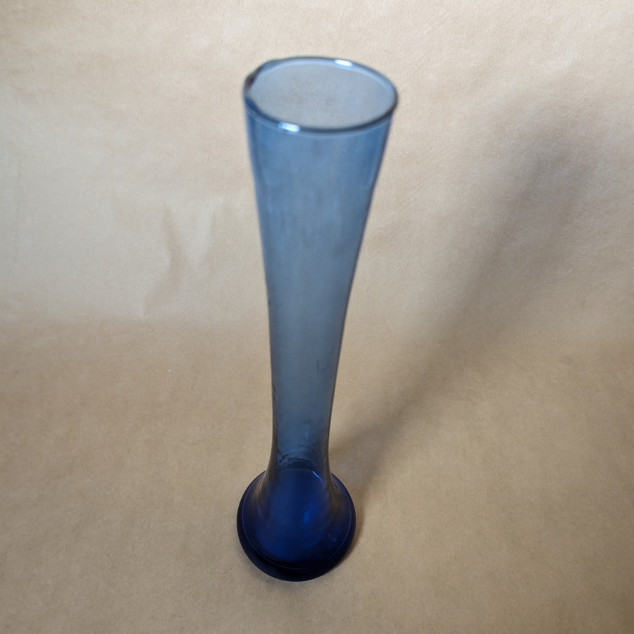 Vintage Blue gradient blue glass bud vase