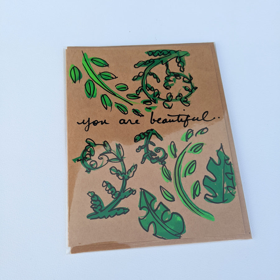 You are beautiful - Fern & Monstera Leaf Card
