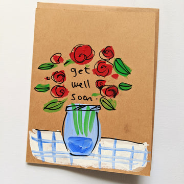 Get Well Soon - Mason Jar of Roses Card