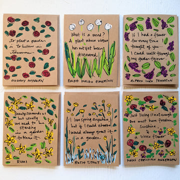 Garden Collection - Set of 6 Hand Painted Quote Cards