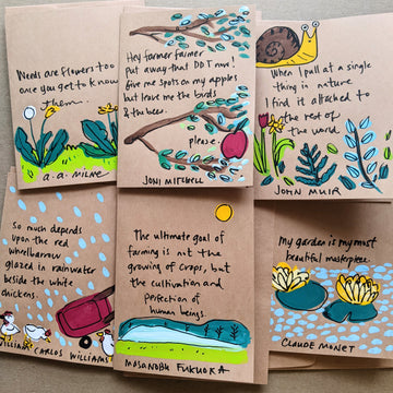 Farm Collection - Set of 6 Hand Painted Quote Cards